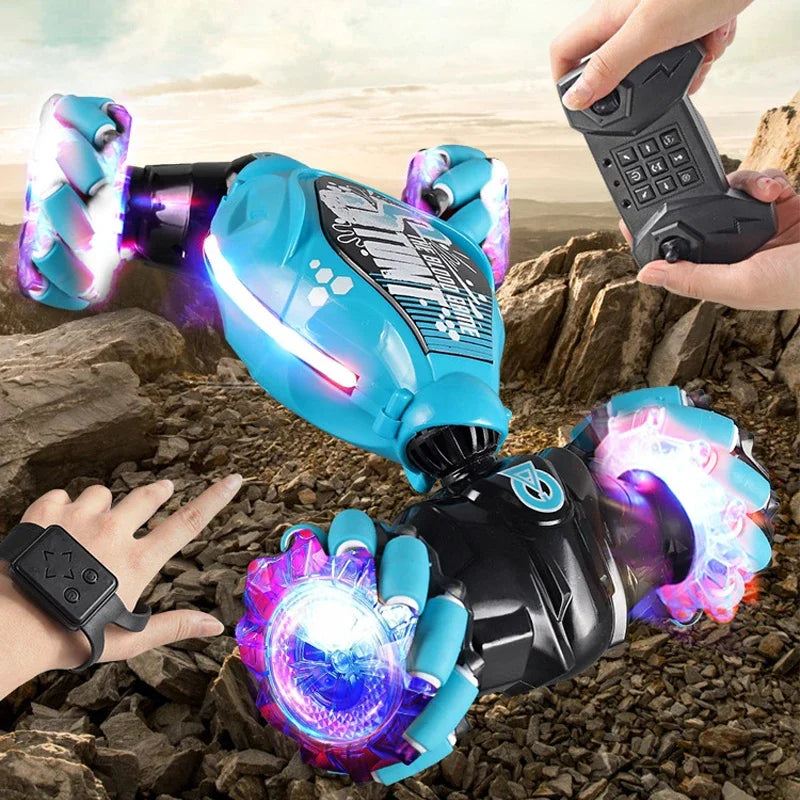 4WD RC Drift Car with Dual Control - 2.4G Gesture & Radio Remote, Music LED Lights, 360° Rotating Climbing Toy Gift Oremma
