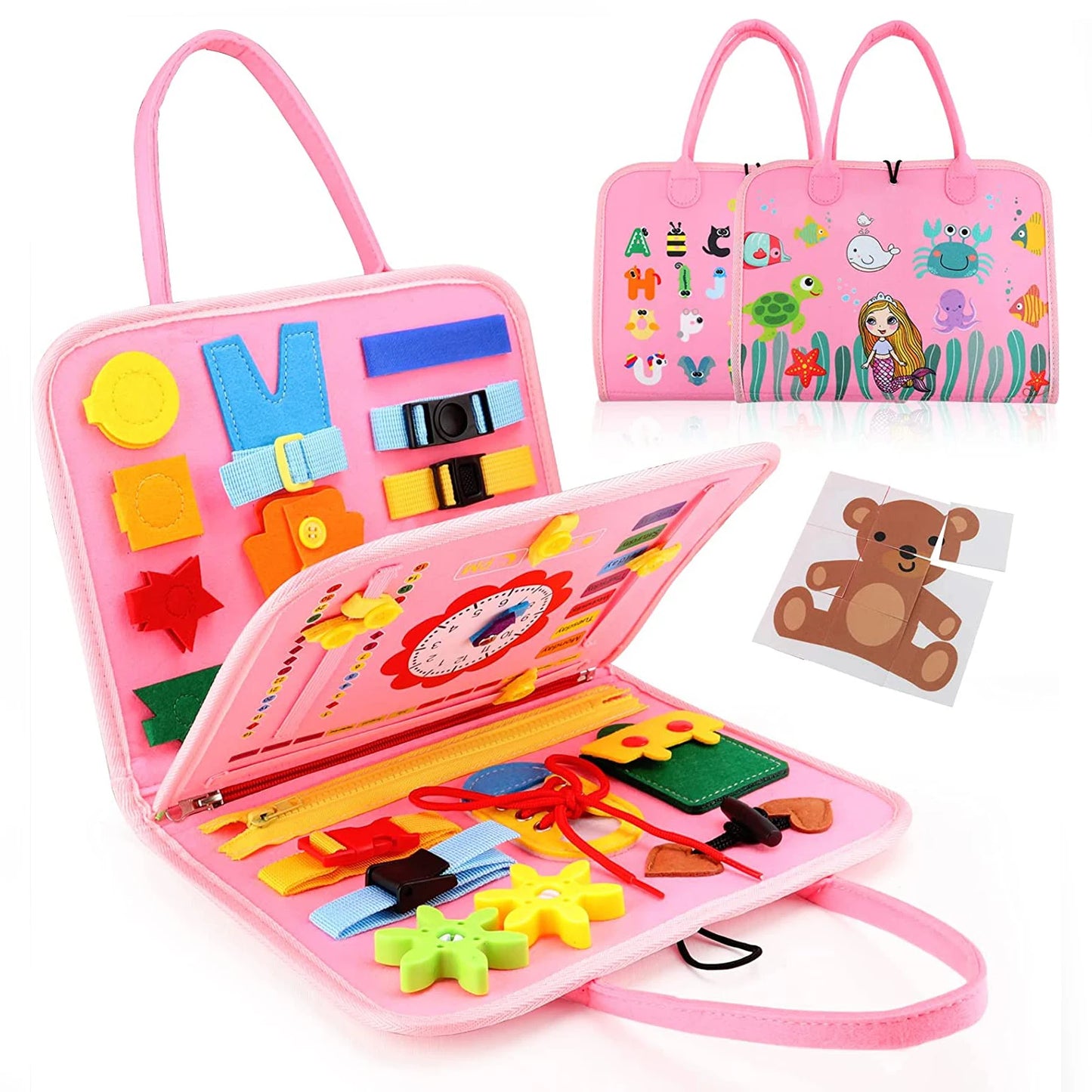 Montessori Toddler Busy Board Educational Activity for Basic Dress Motor Skills Baby Learning Toys for Travel Oremma