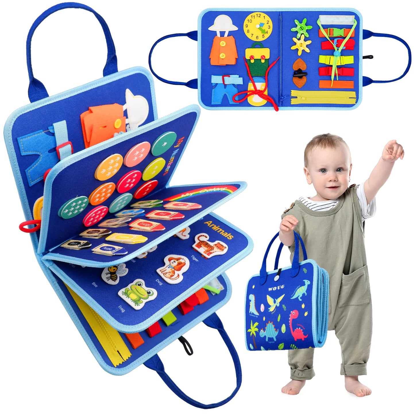 Montessori Toddler Busy Board Educational Activity for Basic Dress Motor Skills Baby Learning Toys for Travel Oremma