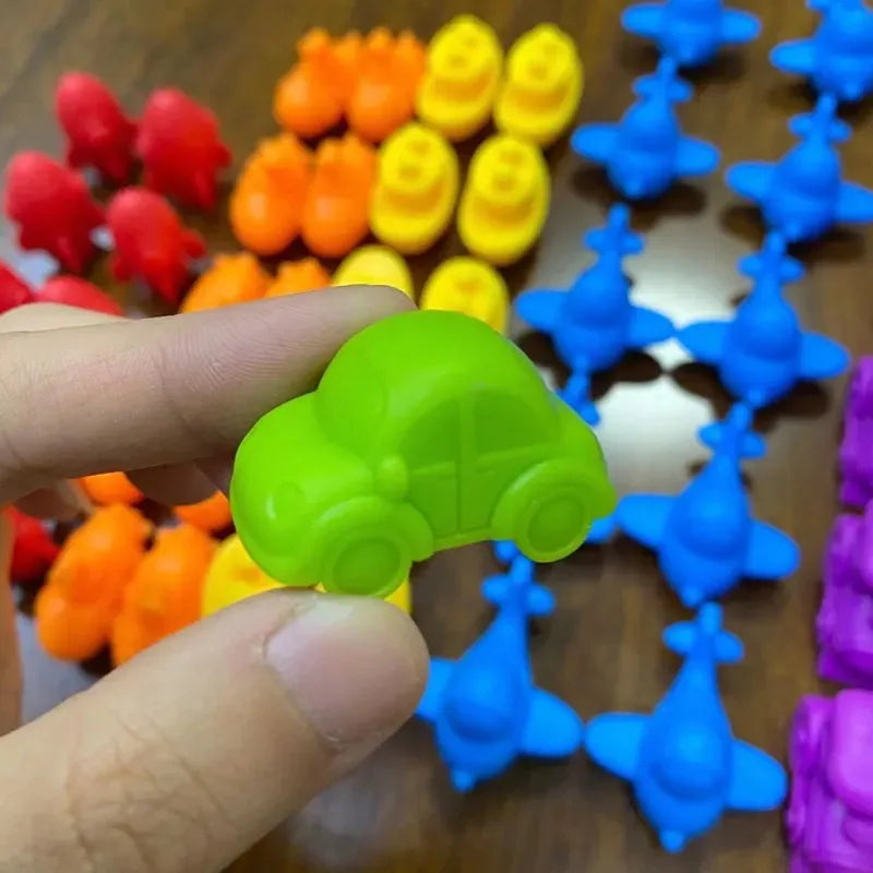 Montessori Material Rainbow Counting Bear Math Toys Animal Dinosaur Color Sorting Matching Game Children Educational Sensory Toy Oremma