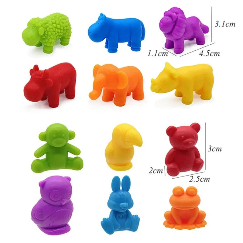 Montessori Material Rainbow Counting Bear Math Toys Animal Dinosaur Color Sorting Matching Game Children Educational Sensory Toy Oremma
